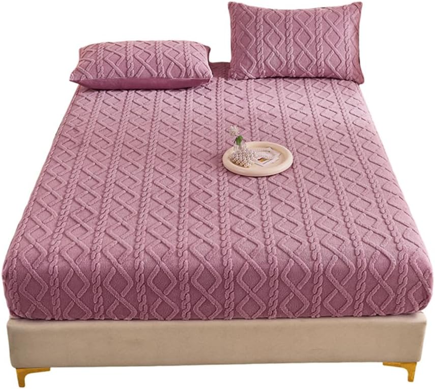 ZIQINPSQ Luxury Mattress Covers with 15" Deep Pocket,Purple Twin Size Fitted Sheet with 1 Pillow Sham,Ultra Soft & Warm Mattress Protector for All Season,39x75 Inches.(Twin,Purple)