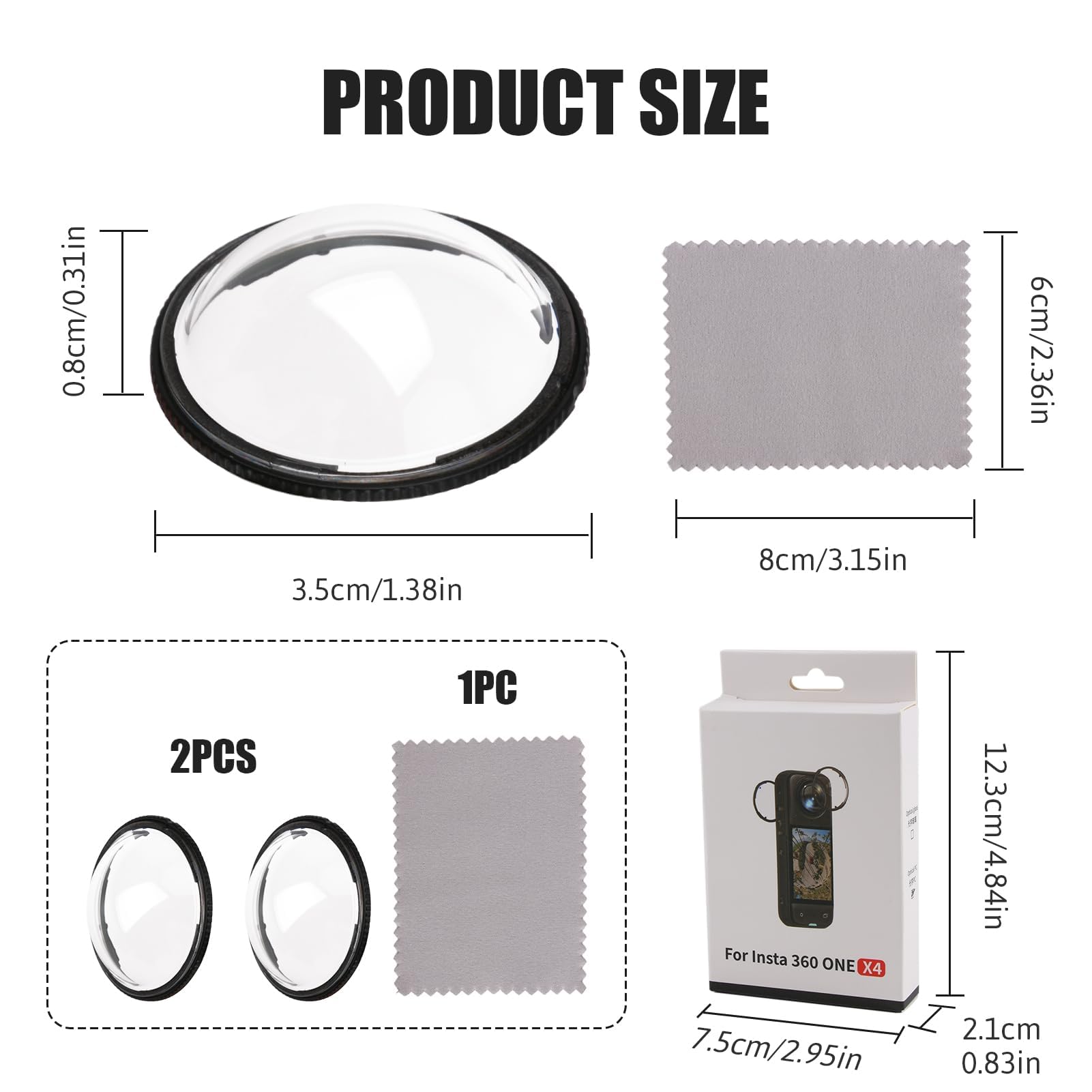 Insta360 X4 Protecteurs de Lentille Panoramique Verre Trempé Ultra-Clair Housse de Protection