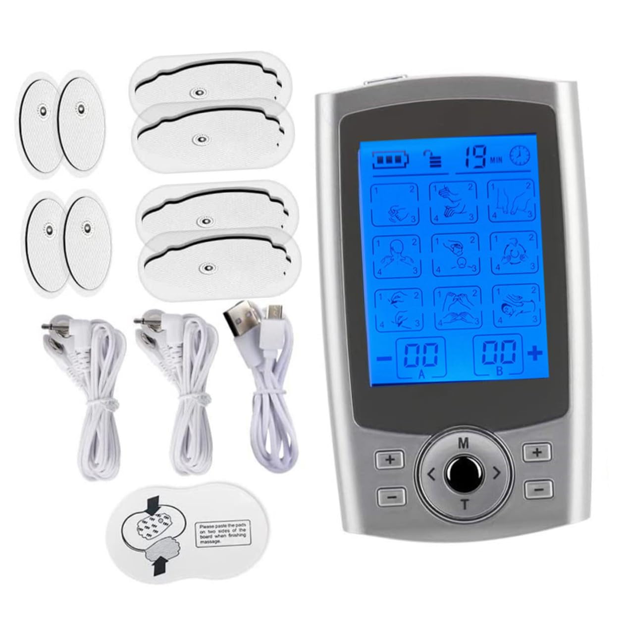 HONITANO Masajeador Eléctrico Corporal con Parches para Muscular Masajeador Cervical Cintura por para Cuello Espalda y Articulaciones Color Plateado