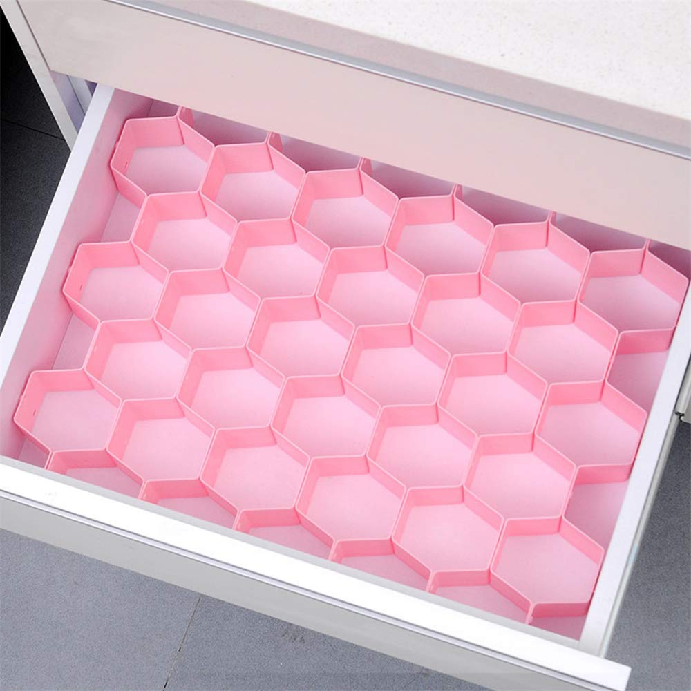 LEAWALL Plastic Honeycomb Dividers Partition Cabinet Clapboard Storage Boxes - Multicolour, 14 Inches Long x 13.5 Inches Width x 2.5 Inches