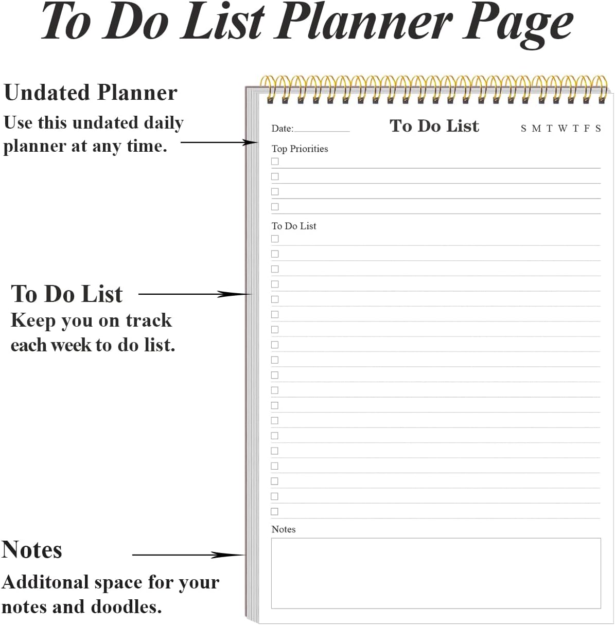 (5-Pack) To Do List Notepad - A5 Undated Daily Planner, 250 Sheets/500 Pages To Do List Notebook for Work, Spiral Waterproof Notepad for Office Supplies, School Planner, 5.8" x 8.3" thumbnail