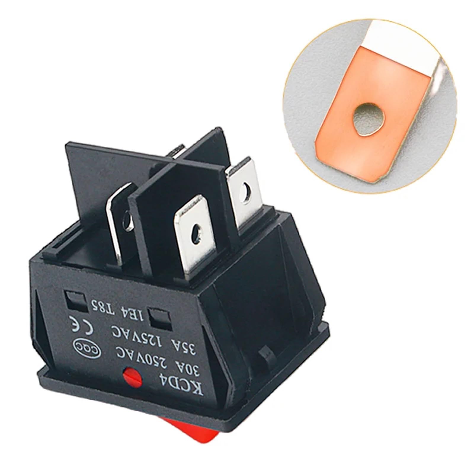 50 sztuk, przełączniki kołyskowe, wysoki prąd, wł./wył. KCD4, srebrna końcówka, 30/35 A 250/125 V AC (4Pin Black, 30A)
