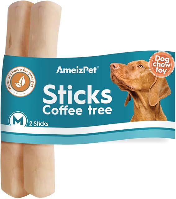 AmeizPet Coffee Tree Stick For Dog Chew Toy, Coffee Tree Root Dog Chew - Durable Dog Wooden Chew, M Size Pack of 2