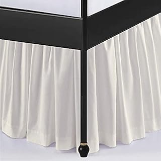 Ruffled Bed Skirt with Split Corners Three Side Coverage-King Size Dust Ruffles Bed Skirts 16 Inch Drop Expertise Tailored Fit Wrinkle Free Bed Skirt Dust Ruffle (King 16 Drop-Cream)