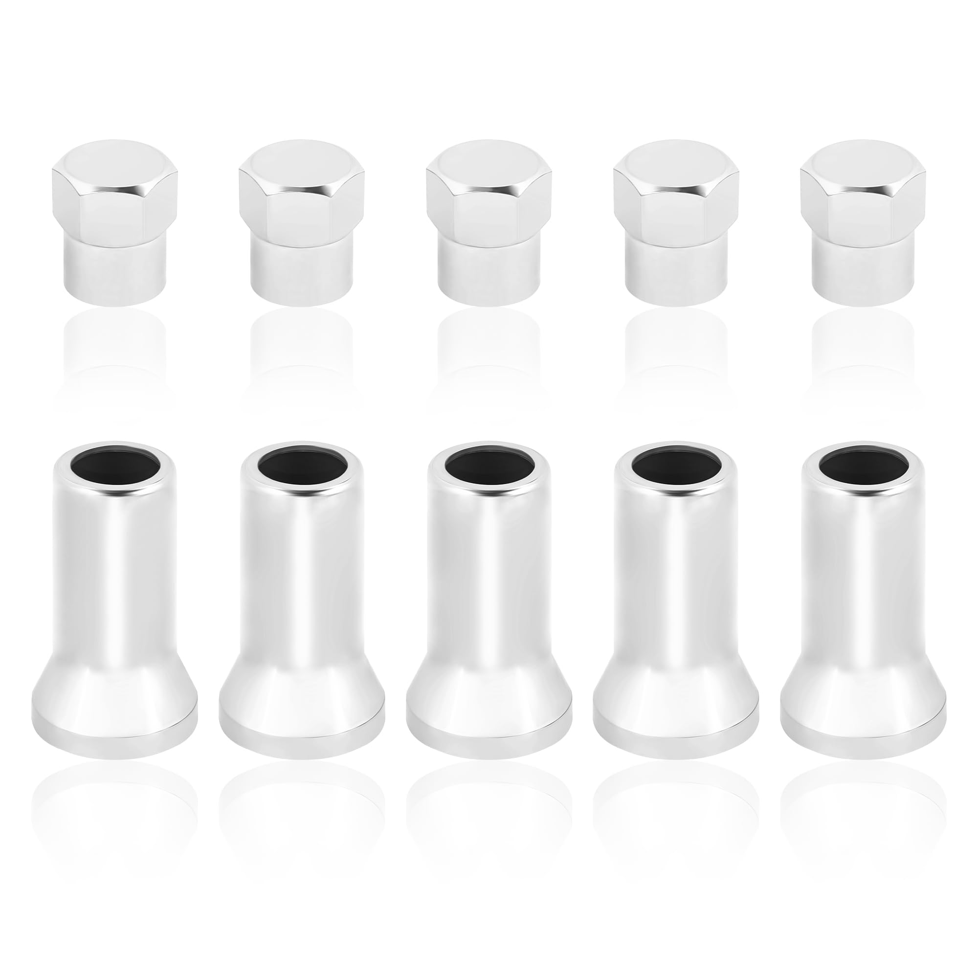 5 Sets TR414AC Chrome Valve Stem Caps Kit,Chrome Tire Valve Caps for Car Tire Stems Repair,Universal TPMS Rubber Chrome Valve Stem Covers Car Accessories for Most Cars Trucks
