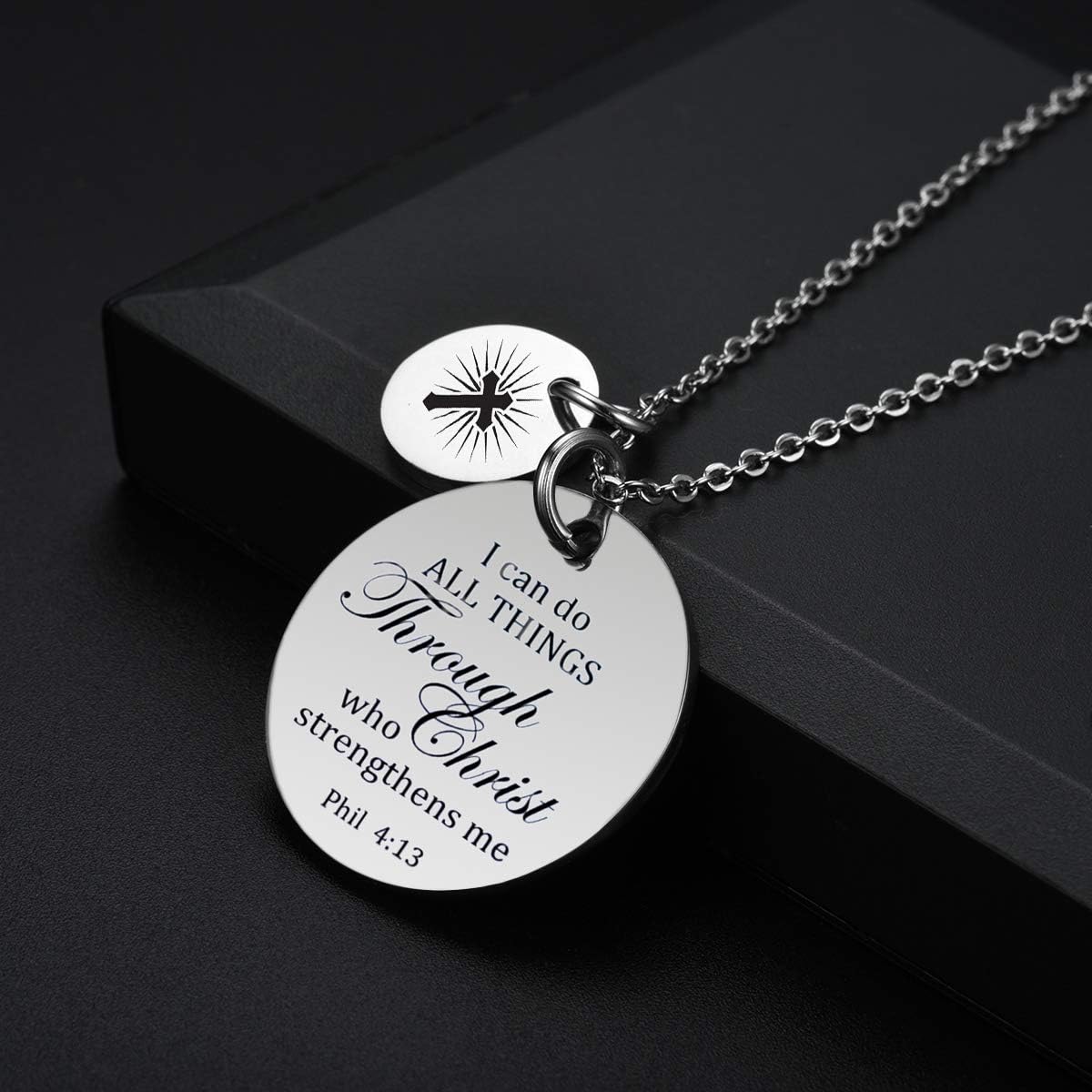 UOIPENGYI Christian Necklace Bible Verse Cross Pendant Prayer Charm Necklace Faith Religious Jewelry for Women Girls