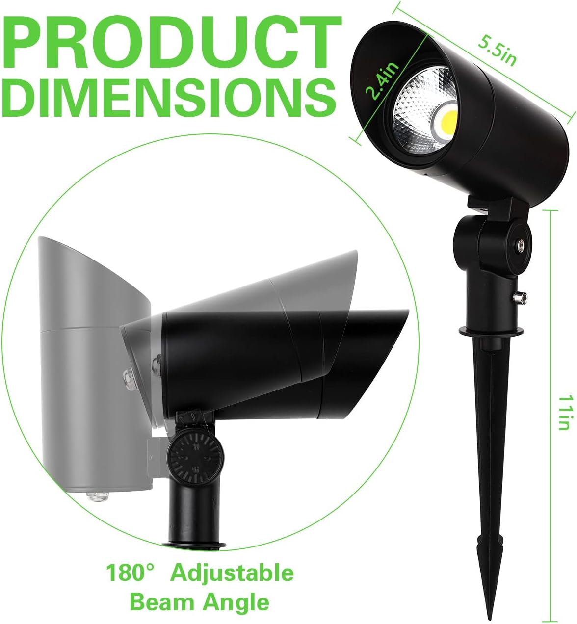 30W LED Landscape Spotlight, Flag Pole Light,110-260V Outdoor Spotlights Weatherproof Landscape Lighting with Stake US, 3-Plug 8.2FT Cord 2PACK, 3000LM,(6000K Cool White)
