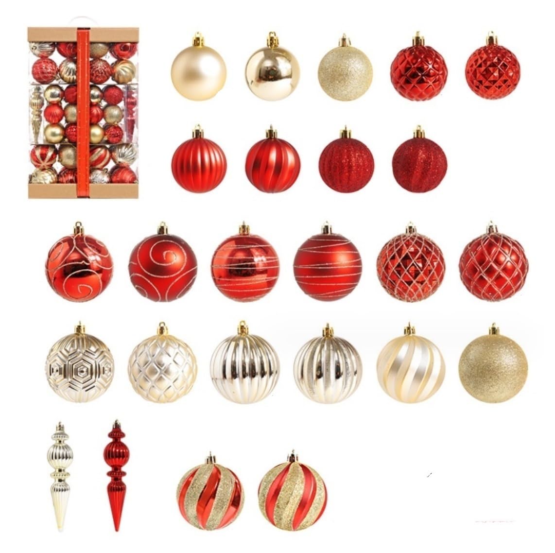 Palline di Natale 70 Pezzi di Palline Natale Infrangibili per L'Albero, Ornamenti, Decorazioni Natalizie Appese Decorazioni(B)