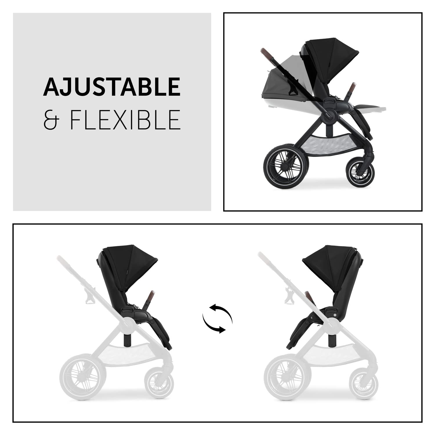 hauck Walk N Care Silla de Paseo Ligera 22 kg - Carro Bebe Reversible con Ruedas de Goma - Carrito Compacto con Cubrepiernas - Asiento y Manillar Ajustables - Capota XXL - Protección UV 50+ - Negro