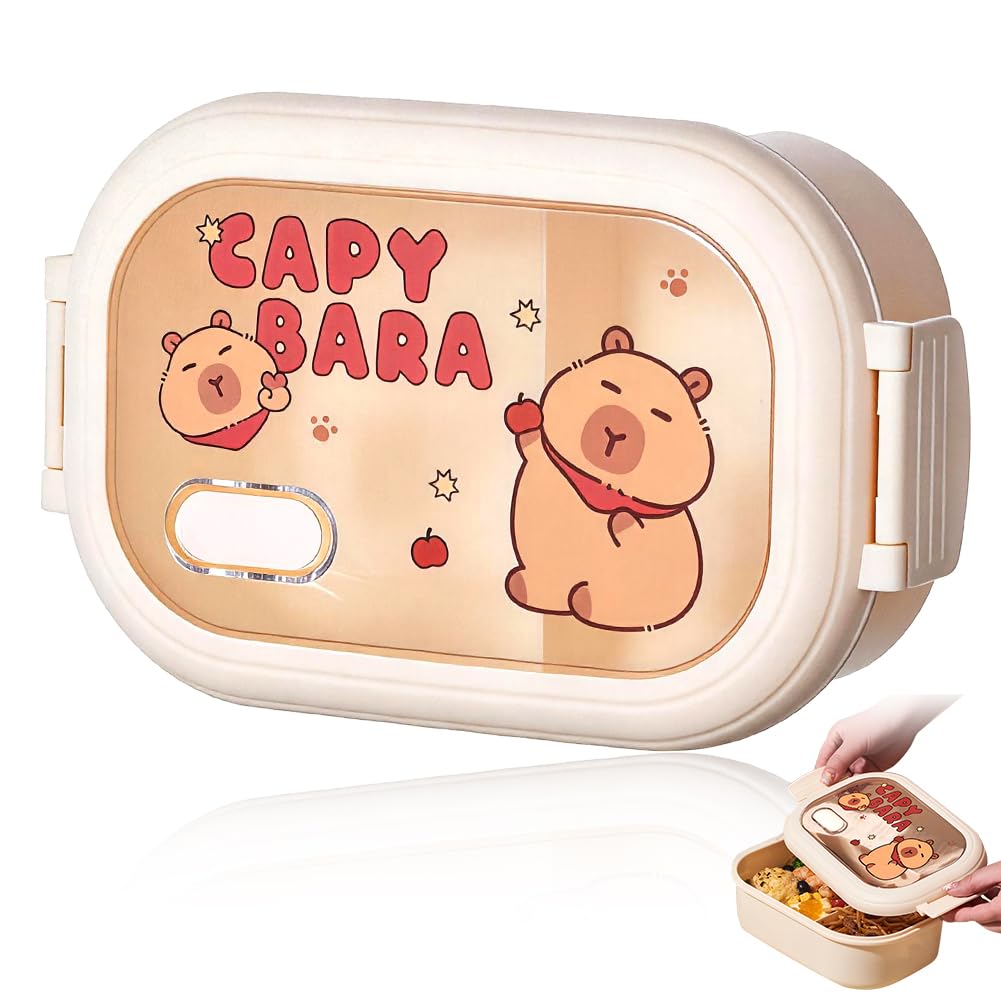 Yupdfgb Capybara Bento Lunch Box, Bento Box For Kids & Adults, Leak-Proof Lunch Box With Cutlery, Microwave, Freezer & Dishwasher Safe For School, Picnic, Travelling