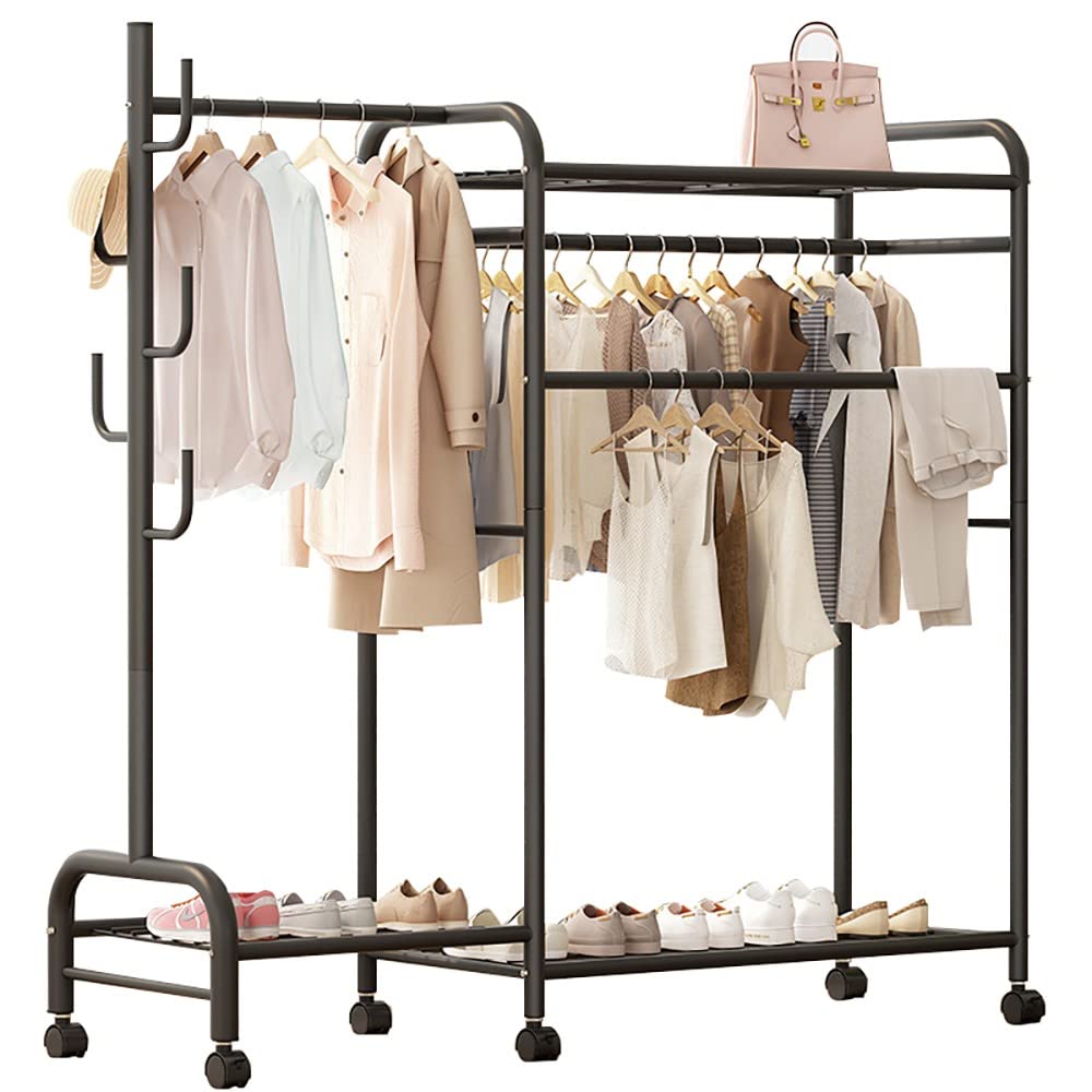Support de rangement en métal pour vêtements avec étagère à chaussures et tringle solide