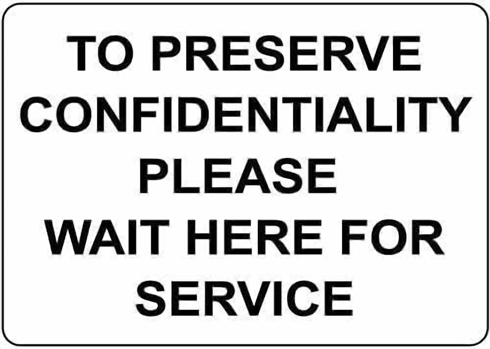 (2-Pack) Warning Metal Tin Sign: Preserve Confidentiality Please Wait Here for Service, Suitable for Offices Service Centers Reception Areas, Essential for Privacy and Service Guidance 12x8 Inch