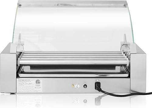 Miniatura 4 de Olde Midway Eléctrica 12 Hot Dog 5 Roller Grill Cooker Machine con cubierta 700-Watt - Grado comercial
