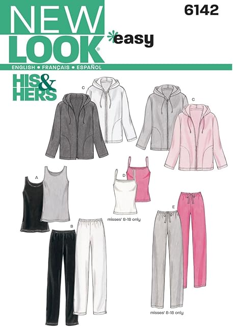New Look Sewing Pattern 6142 Miss/Men Separates, white, A (ALL SIZES)