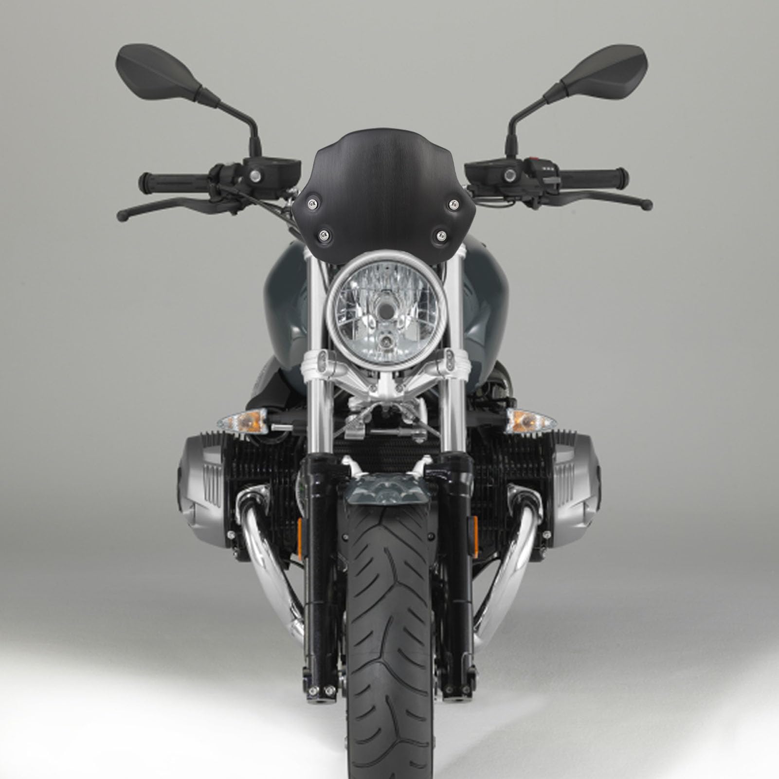 Bnineteenteam Przednia Szyba Motocykla, Wiatroszczelna Owiewka ze Stopu Aluminium do R NINE T Pure Racer Scrambler Urban GS, Lekki materiał Zapewniający trwałość (BLACK)