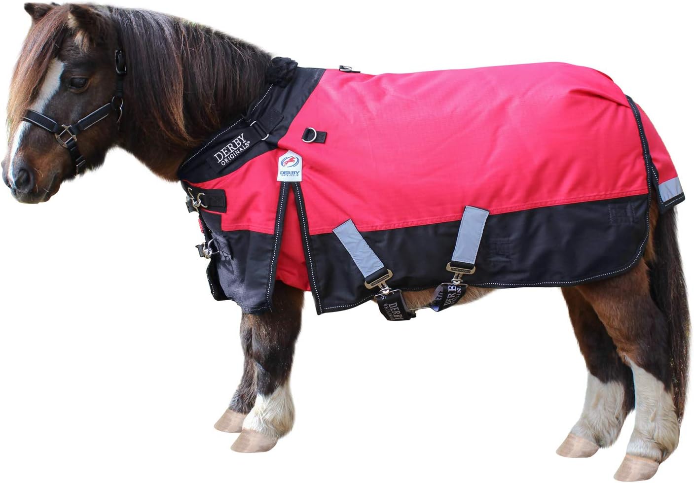 Derby Originals Nordic Tough 1200D Ripstop Waterproof Reflective All Season Mini Horse & Pony Turnout Rain Sheet with 210T Nylon Lining Double Layer Breathable (Red, 52")