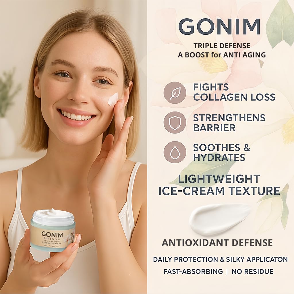 GONIM Face Moisturizer Korean Skin Care,Anti Aging Support with Collagen Activation,Skin Barrier Repair Face Cream,Daily Face Moisturizer for Dry,Sensitive Oily Skin,Shea Butter Hydration-3.38fl.oz