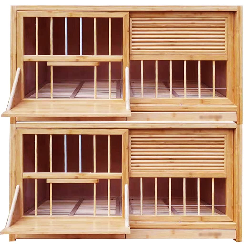 Jaula transportadora para Palomas con contraventanas de luz, Bandeja extraíble de bambú, Nido para Palomas mensajeras, fácil instalación, Jaula de Transporte para Aves (marrón, Juego de 2)