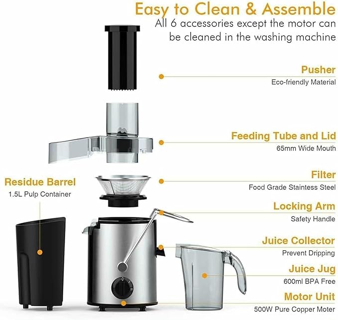 Extractor de Jugos 2 Velocidades Boca Ancha 65 mm 800W 1.5L miniatura 4