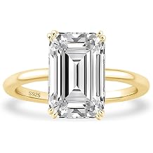 5 Carat Elongated Emerald Cut Engagement Rings for Women, S925 Silver Cubic Zirconia Solitaire Ring, Elegant 5A CZ Wedding Jewelry Gift