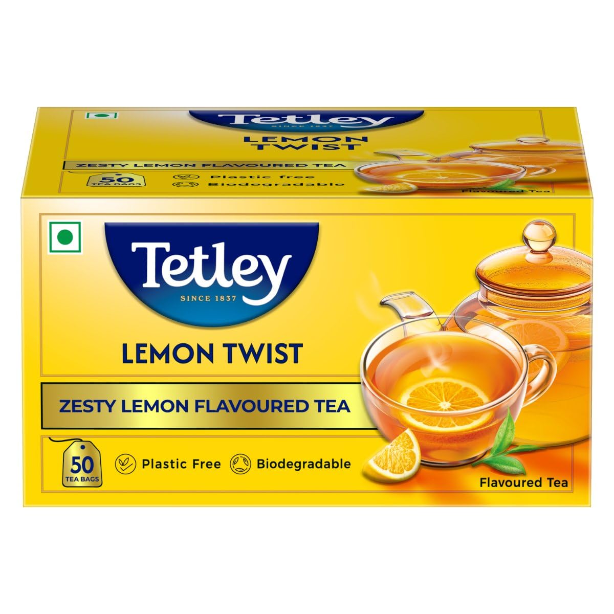 Tetley | Lemon Flavoured Refreshing Tea | Black Tea | 50 Tea Bags, 100 Grams-image-2