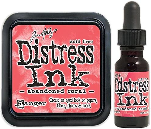 Tim Holtz Ranger Distress 2015 Color of the Month Ink Pad and Reinker Bundle - 2 Items (February - Abandoned Coral)