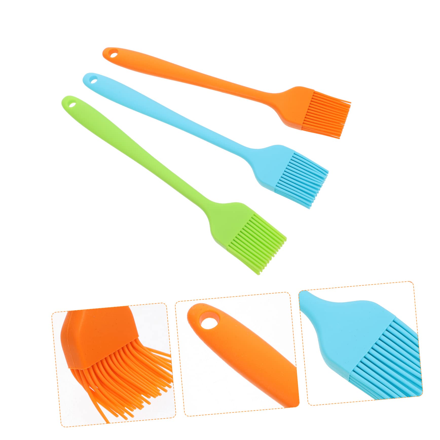 balacoo 3pcs Bbq Oil Brush Set Silicone Basting Brush for Meat Pastries Cakes Bbq Grilling Random Color