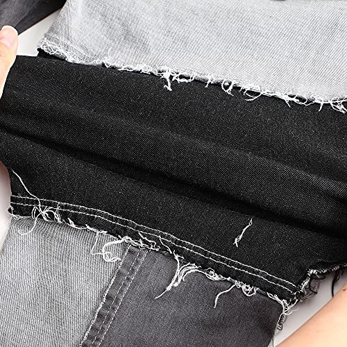 THUNDER STAR Women High Waist Patchwork Jeans Stretchy Denim Pants3