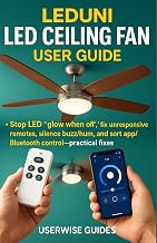 LEDUNI LED Ceiling Fan User Guide: Stop LED “glow when off,” fix unresponsive remotes, silence buzz/hum, and sort app/Bluetooth control—practical fixes