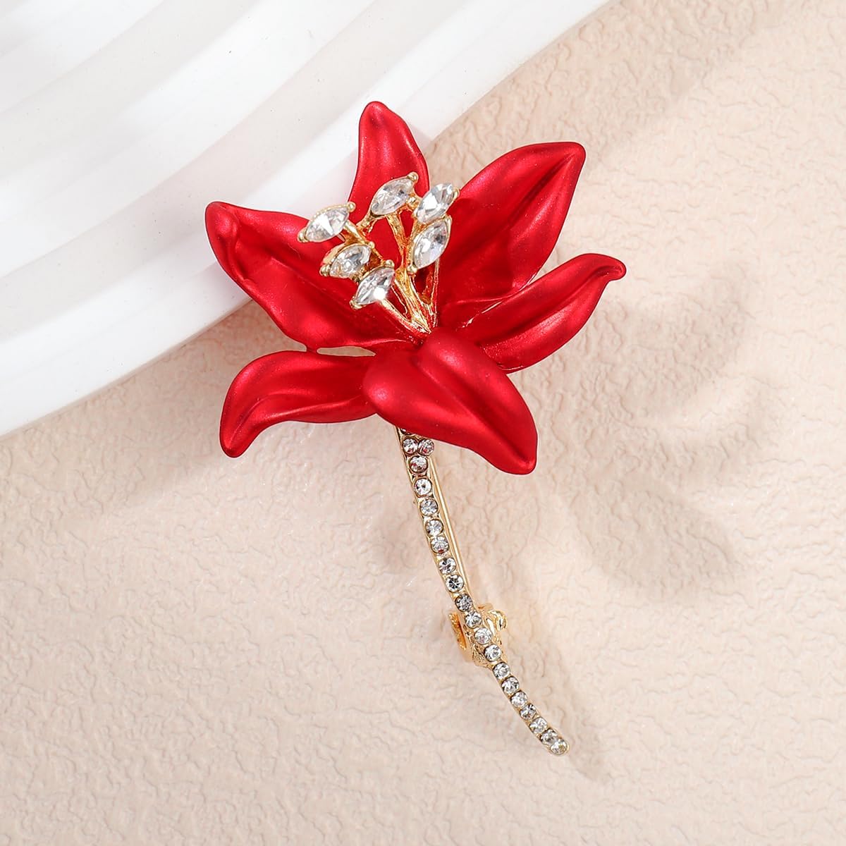 Red Rose Brooch for Women - Elegant Costume Jewelry Pin for Dresses, Hats & Scarves - Image 8