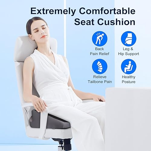 Miniatura 2 de TASPGE Cojín de asiento de espuma viscoelástica suave y cómodo  Versión mejorada 2024 Cojín para silla de oficina, tamaño XL, cojín de asiento de