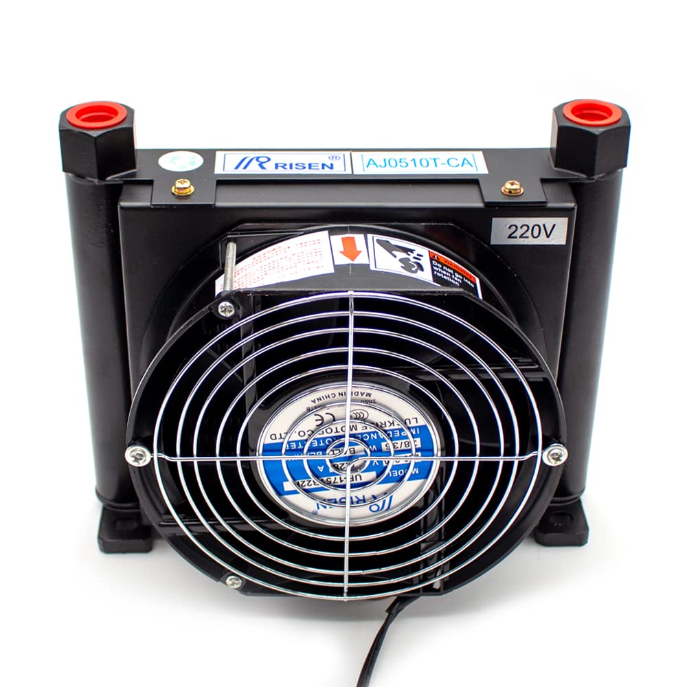 AJ0510T-CA Raffreddatore D'aria Idraulico in Lega di Alluminio, Flusso 3Mpa 10L/min Piccolo Radiatore Raffreddamento Olio Scambiatore di Calore Radiatore Olio Radiatore (AJ0510T-CA,DC 12V)