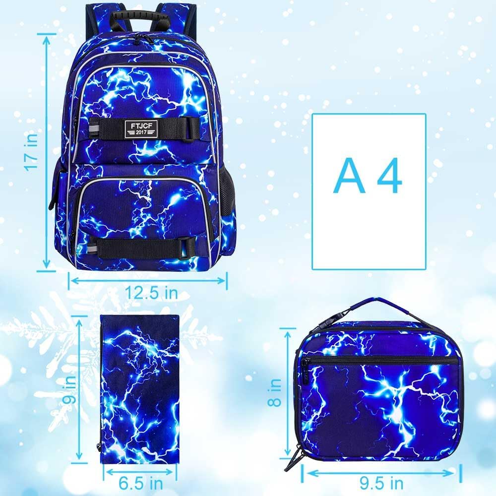 3PCS Girls Backpack, Water Resistant Womens School Bag With Lunch Box, 17 Inch Bookbag Set for College Teenagers. - Image 4