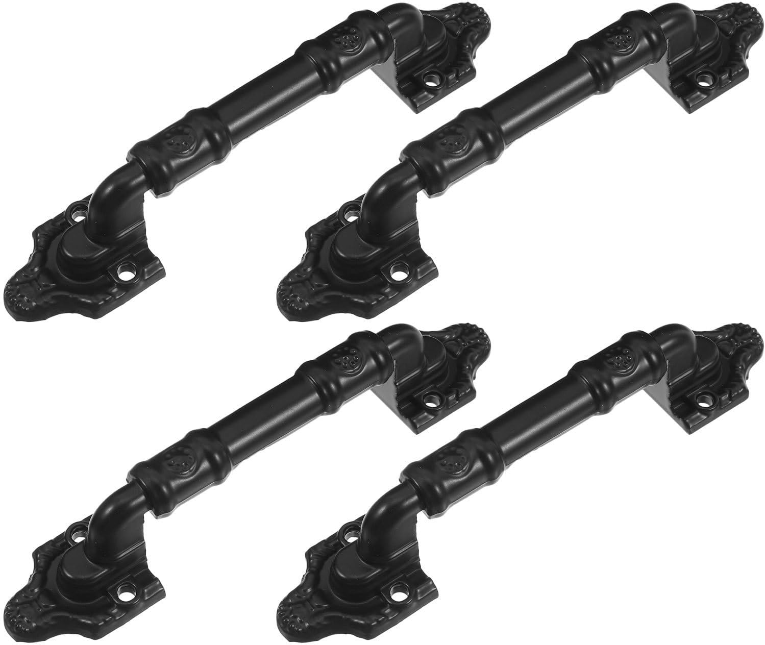 4pcs Barn Door Hardware Pull Handles Black Iron Alloy