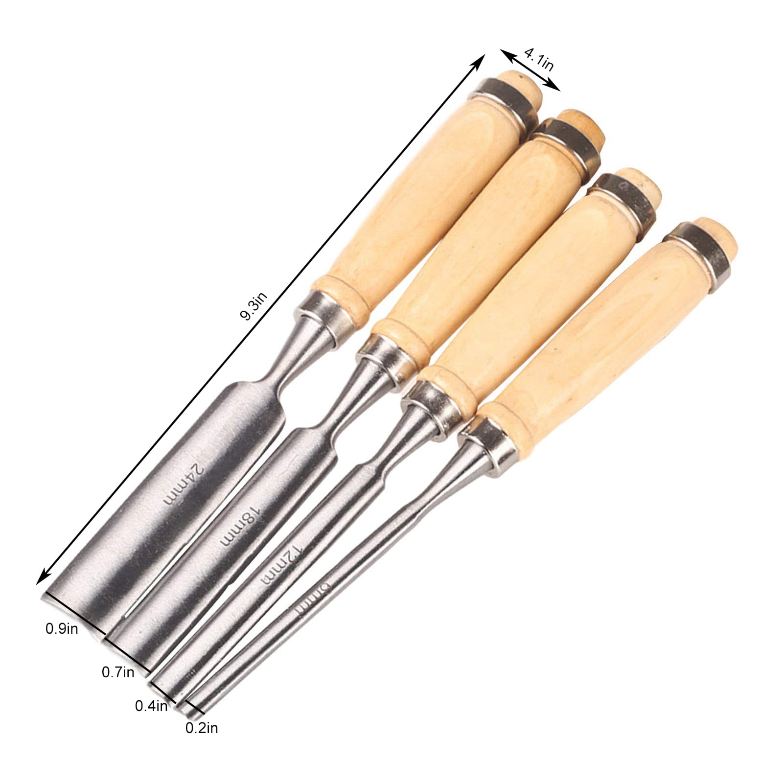 4Pcs Ciseaux à bois Professionnels, jeu de ciseaux tranchants, Couteau Sculpture Bois, Outil de Gravure Sur Bois Sculpture Tool pour débutants et professionnels pour charpentiers, sculpteurs