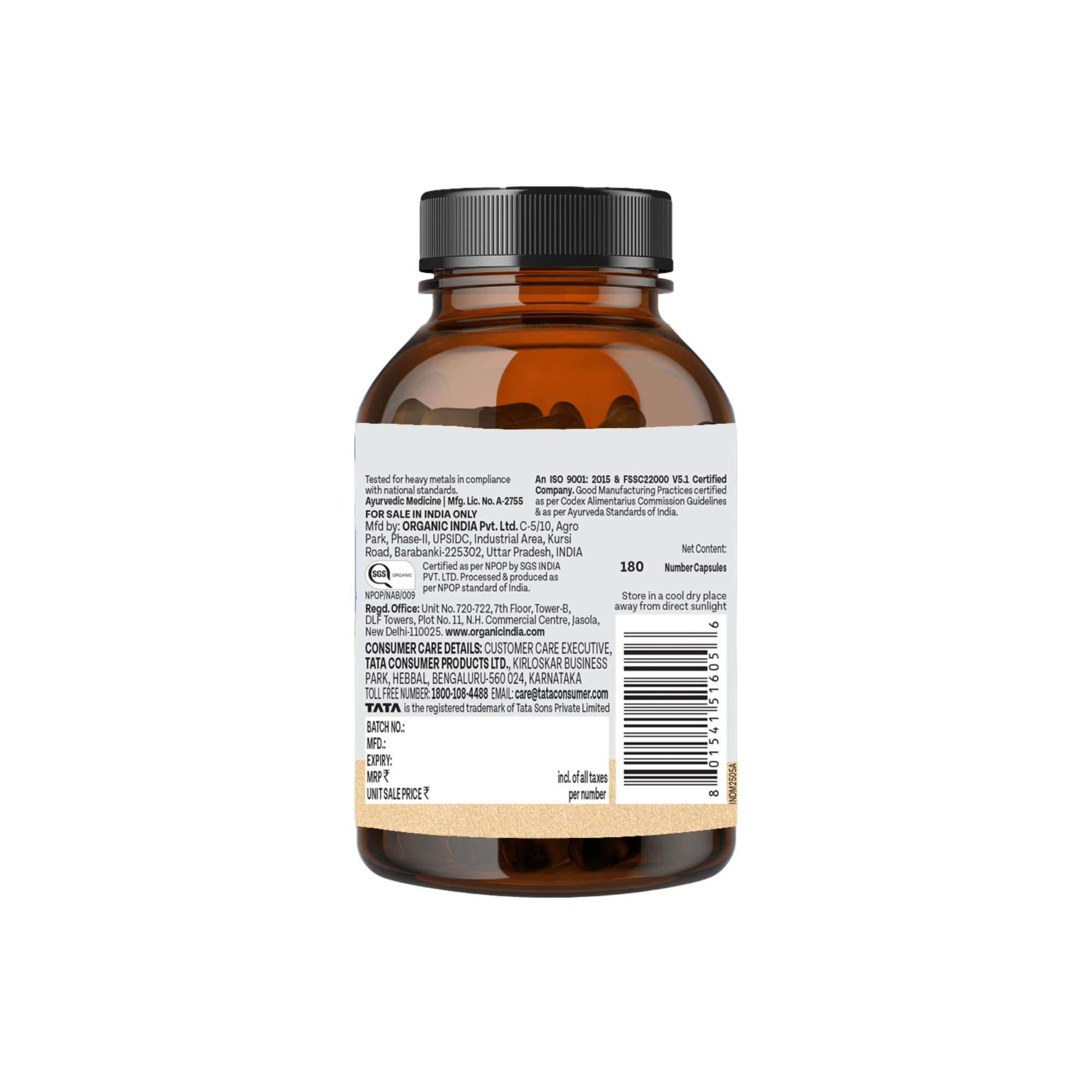 A TATA Product - Organic India Liver Kidney Care - 180 Veg Capsules, Helps Support Liver & Kidney Health, Boosts Overall Energy & Immunity, GMP & NPOP Certified Organic