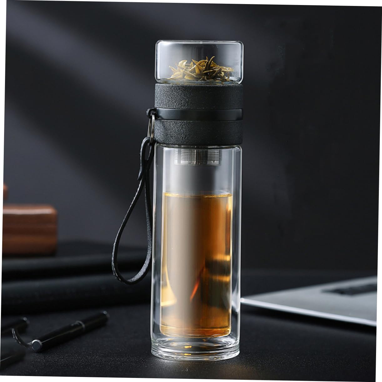 COLLBATH Tea Infuser Tea Cup Double Deck Glass Water Bottle Tea and Water Separation Bottle Portable Tea Cup