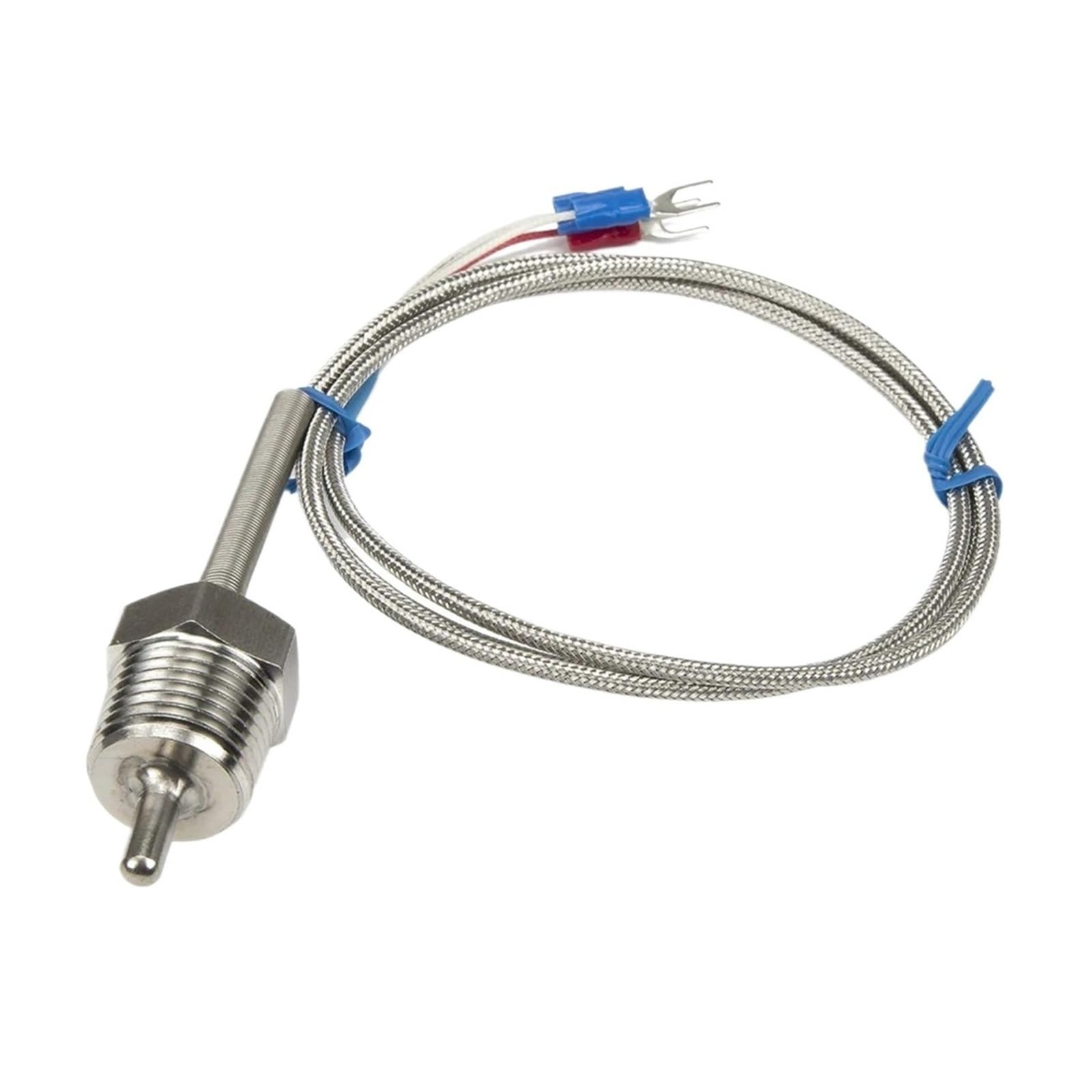 Sensor de temperatura FTARP09 PT100 RTD, cable trenzado Metal 1m, cabezal sonda 30mm con rosca varios tamaños 1/8 1/4 3/8 1/2 3/4 pulgadas, 1 ud