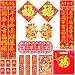 Chinese New Year Couplet Spring Festival Scroll Velvet Home Décor Good Fortune Chinese Poem Fu Bag Lunar New Year's Paintings New Year Pictures New Year Decorations Gift Packs (Red 1)