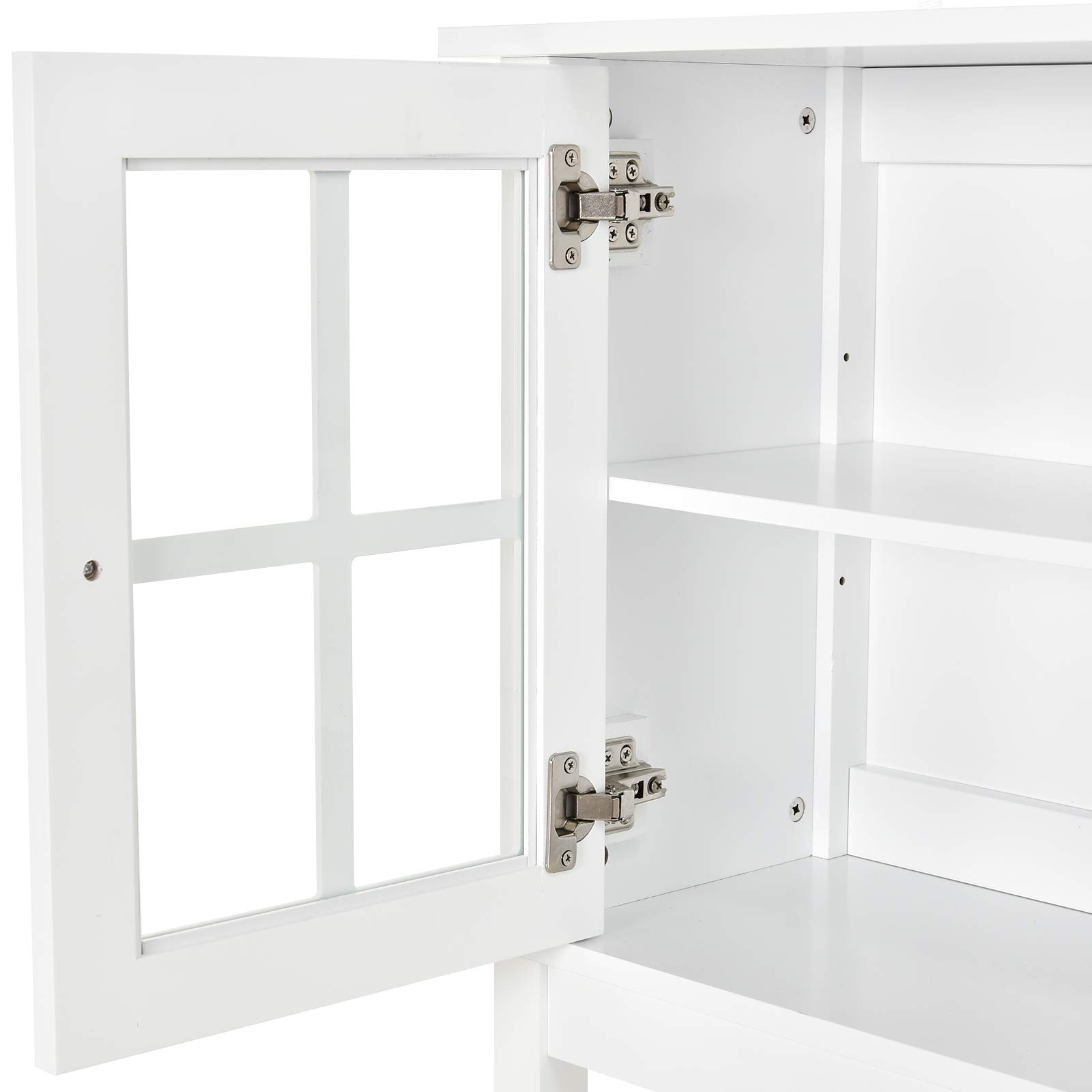 Kitchen Credenza & Sideboard Buffet Storage with 2 Glass