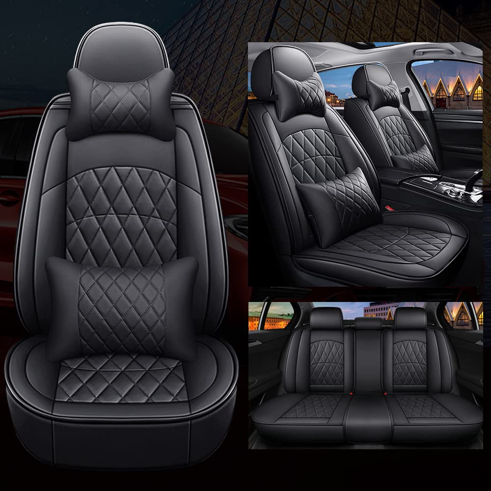 Walwyn 5 Seats Leather Car Seat Cover,NonSlip Waterproof Breathable Automotive Seat Covers Auto