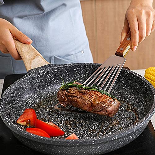 Image of Fish Spatula Turner, Smooth Solid Wood Handle Fish Turner, Stainless Steel Slotted Spatula (Pack of 1)