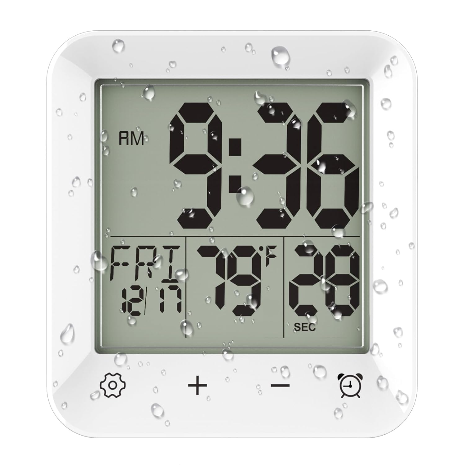 Wisoee Digital Shower Clock Waterproof Bathroom Wall Clock Timer with Touch Screen Temperature LCD Display Suction Cup Hanging