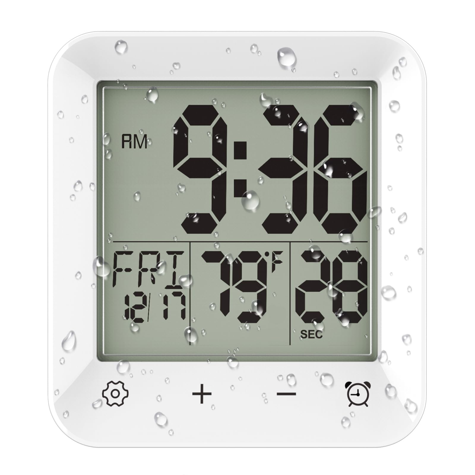 Wisoee Digital Shower Clock Waterproof Bathroom Wall Clock Timer with Touch Screen Temperature LCD Display Suction Cup Hanging