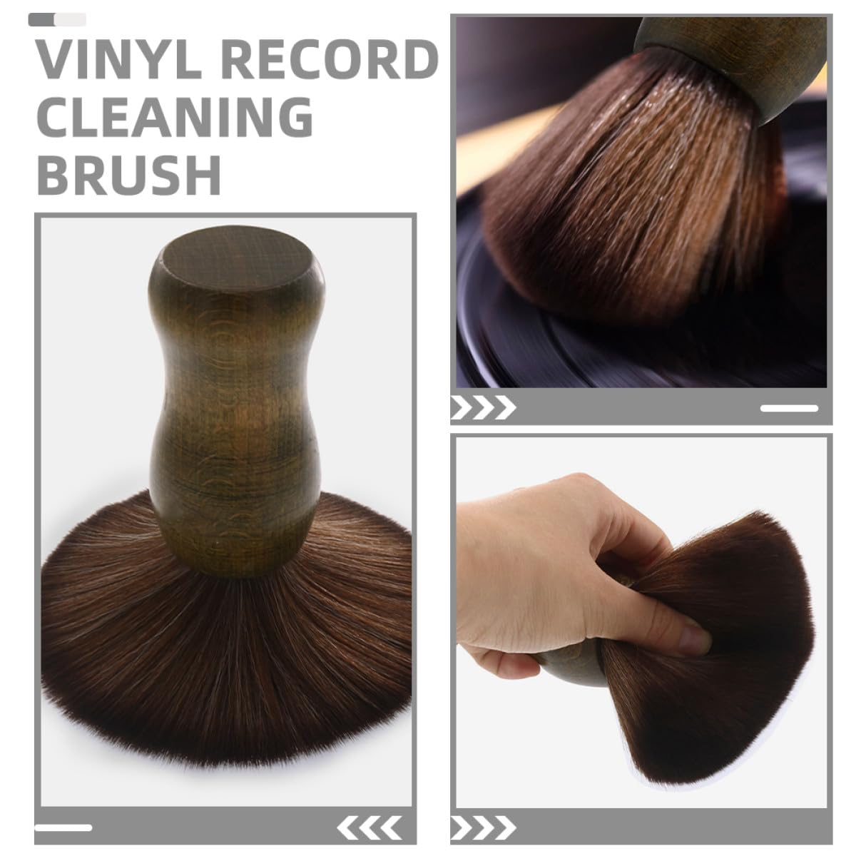 Spazzola Pulizia Dischi Vinile 2 Pezzi Manico in Legno | Set per Giradischi e Puntina, Setole Morbide Anti-statiche, per Manutenzione Professionale e Intrattenimento Domestico