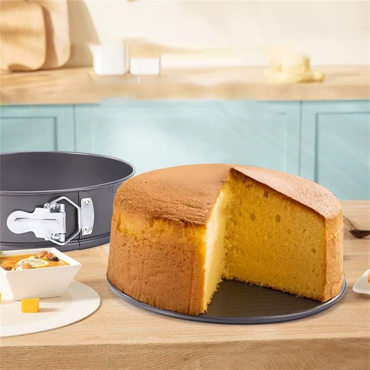 Juego moldes de tarta desmontables antiadherente de acero al carbono | Cierre hermético anti fugas, base texturizada resistente a 210 °C, fácil desmolde(Heart-20cm-22cm-24cm)
