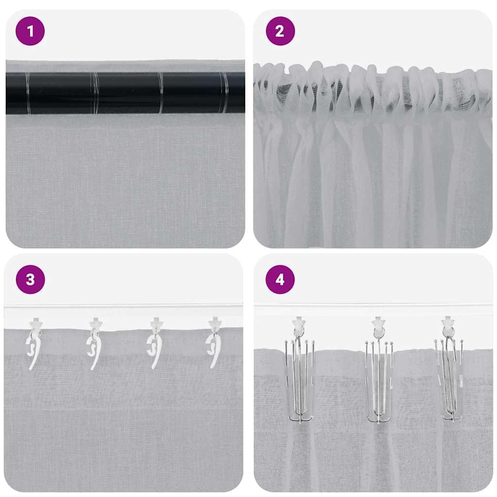 Lot de 2 rideaux en voile - Gris foncé - 175 x 140 cm - En polyester - Décoration de fenêtre - Protection contre les regards indiscrets et protection solaire - Pour salon, chambre à coucher