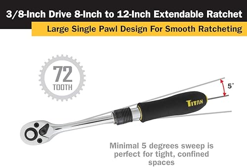 Miniatura 3 de Titan 12070 Trinquete extensible de 72 dientes de 38 pulgadas x 8 a 12 pulgadas