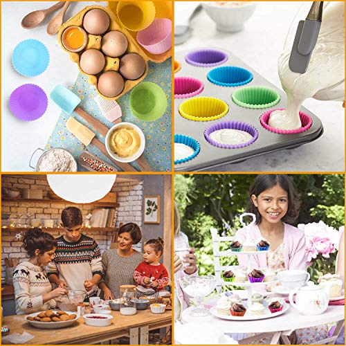 54 Pack Silicone Muffin Cups, Selizo Silicone Cupcake Baking Cups Reusable Muffin Liners Cupcake Wrapper Cups Holders For Muffins, Cupcakes And Candies #TOP6