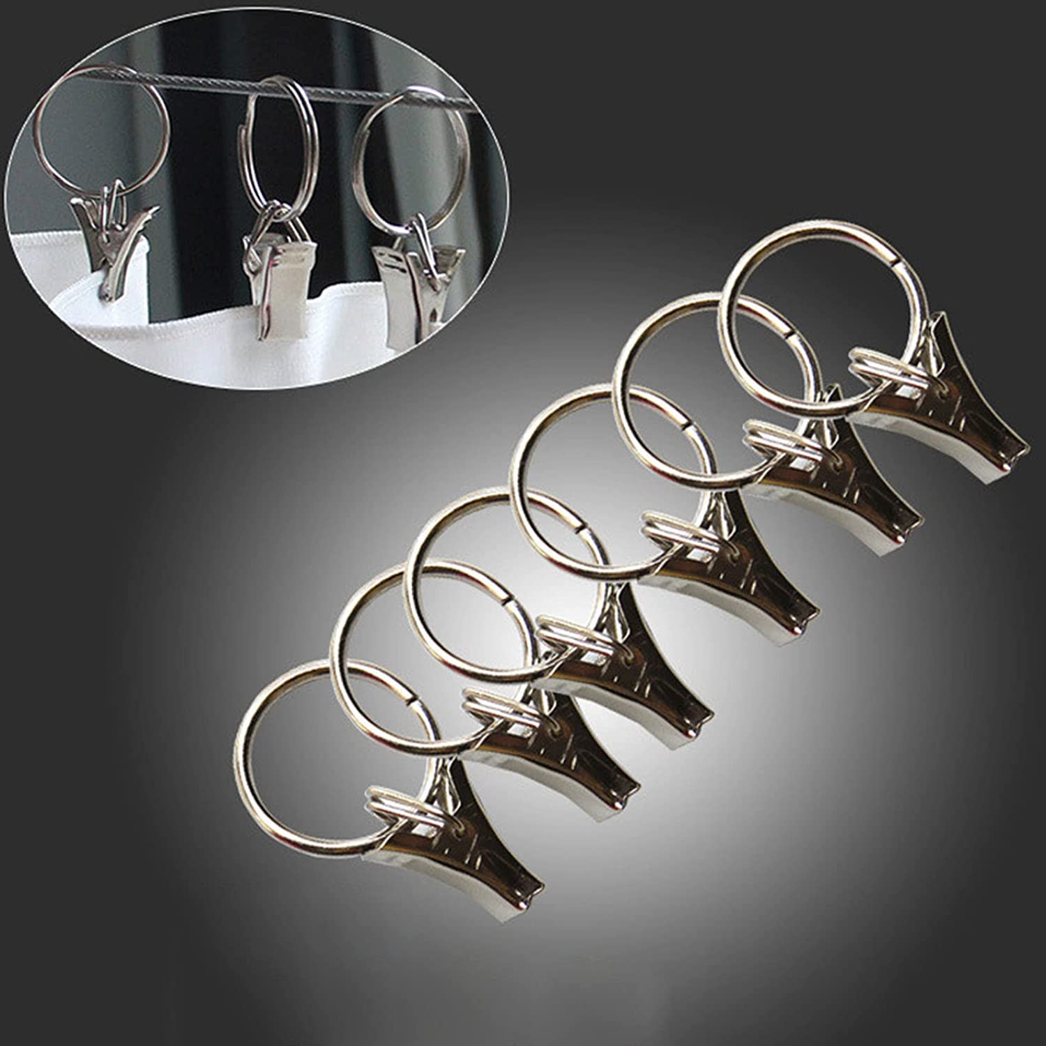 EISTEE Gardinenringe, Gardinenhaken, Aufhängeringe, 20 Stück Gardinenklammern aus Metall, Gardinenringe, Gardinenringe for Aufhängen, dekorativer Ring, Schlüsselring (Color : 2.5cm Open)